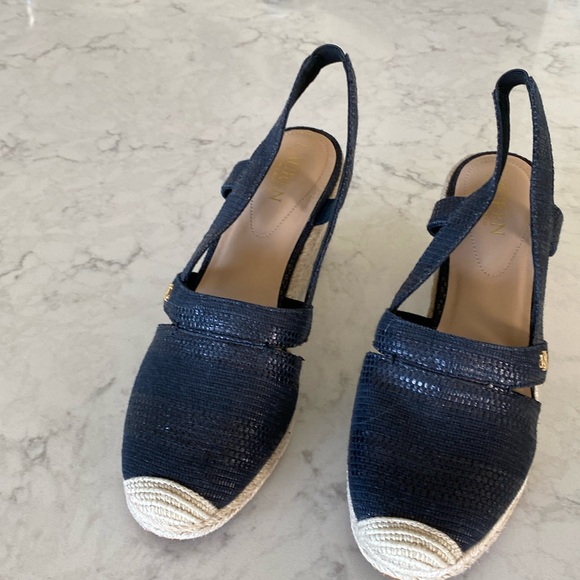 Ralph Lauren Penelopie Navy Espadrille Wedge size 10 - Picture 2 of 9